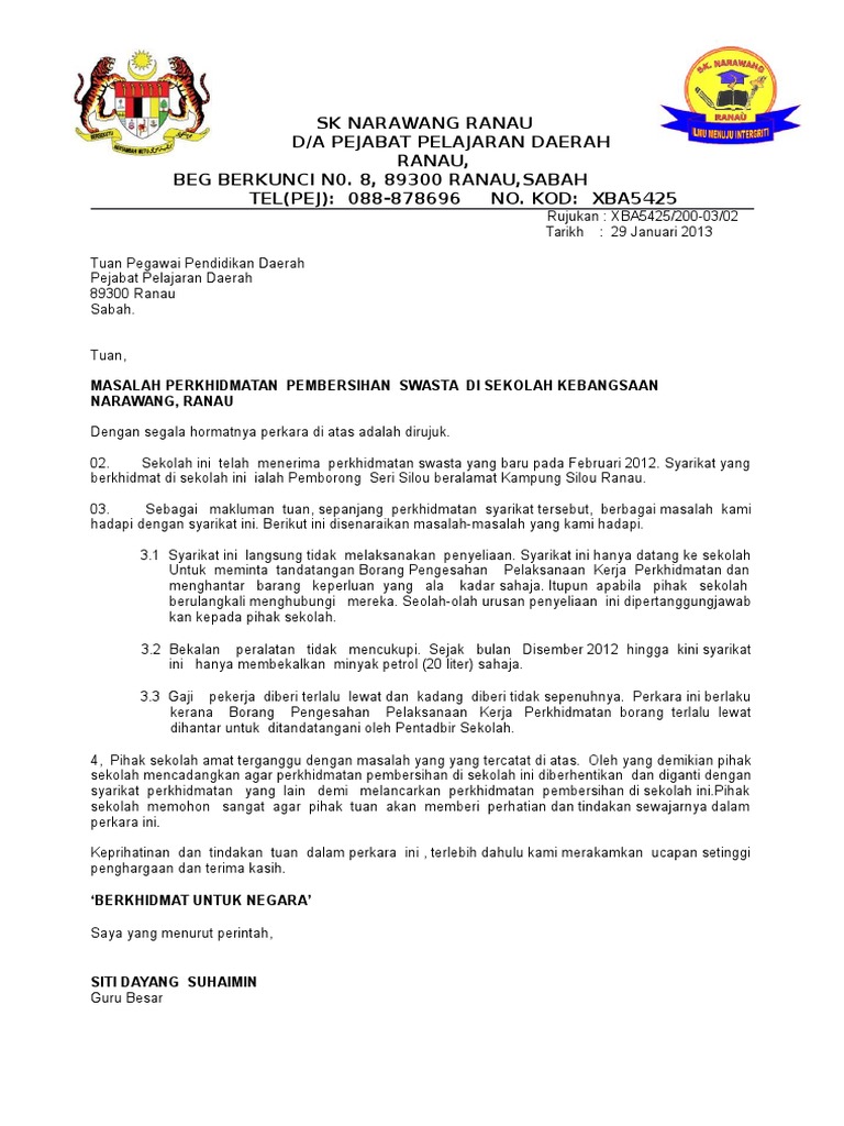 Contoh Surat Pengecualian Bayaran Signboard
