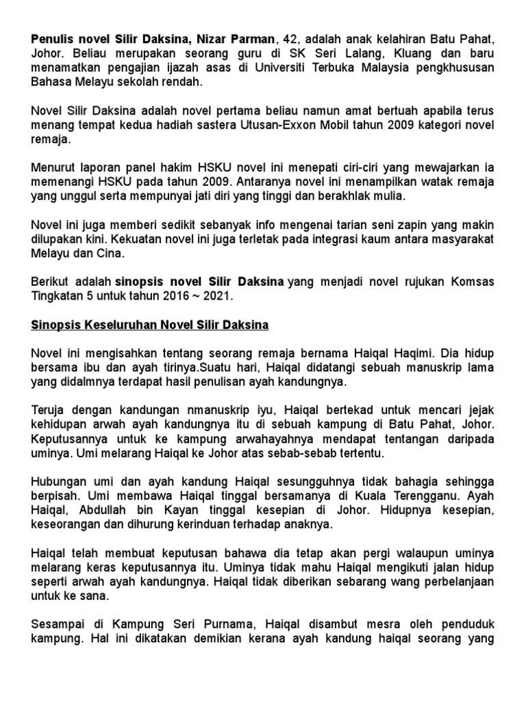 Novel Silir Daksina Pdf