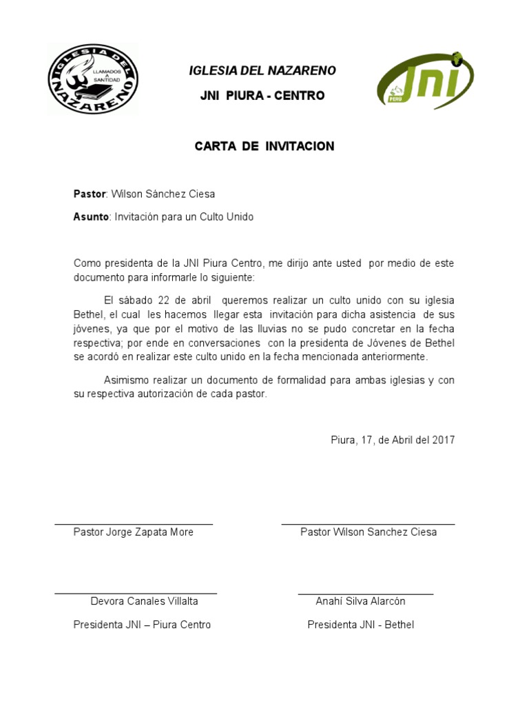 Carta de Invitacion PDF