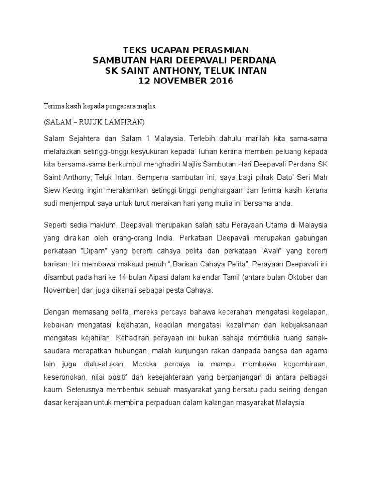 Teks Ucapan Perasmian | PDF
