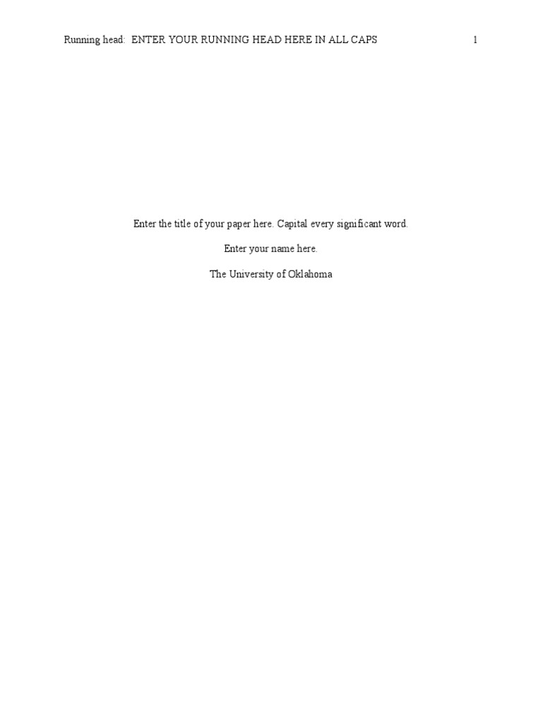 APA Running Head Template Guide | PDF | Foreign Language Studies