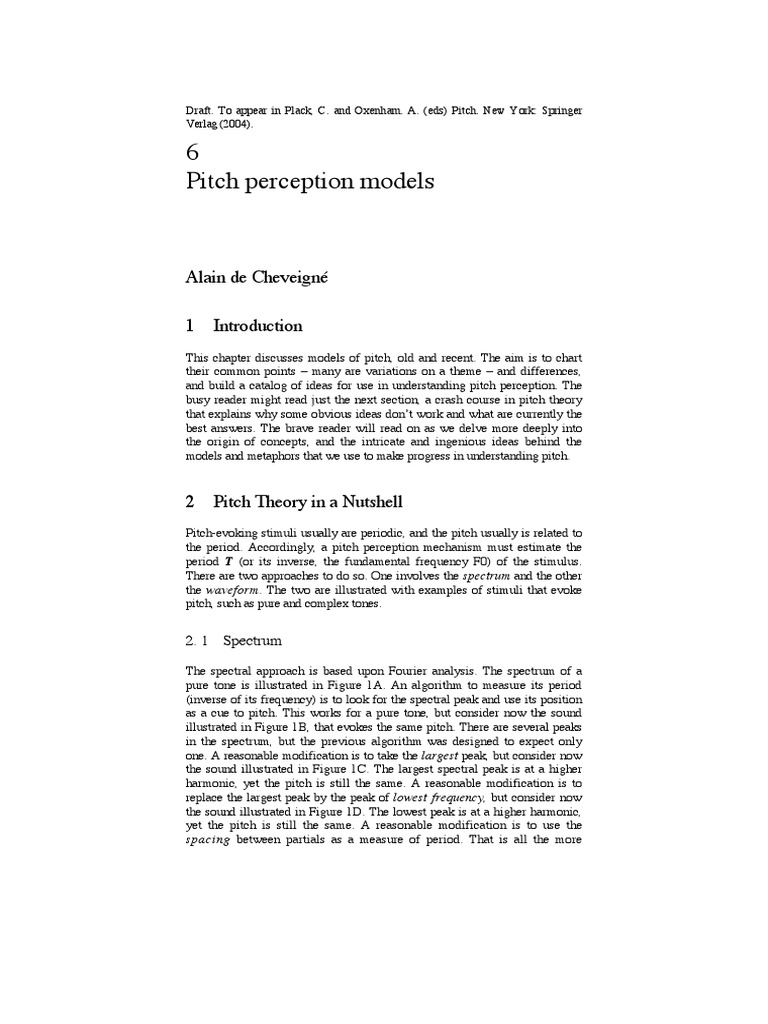 Pitch Perception Models Overview | PDF | Pitch (Music) | Spectral Density