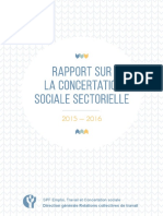 Rapport Concertation Sociale Sectorielle  2016  -Service public fédéral Emploi, Travail et Concertation sociale