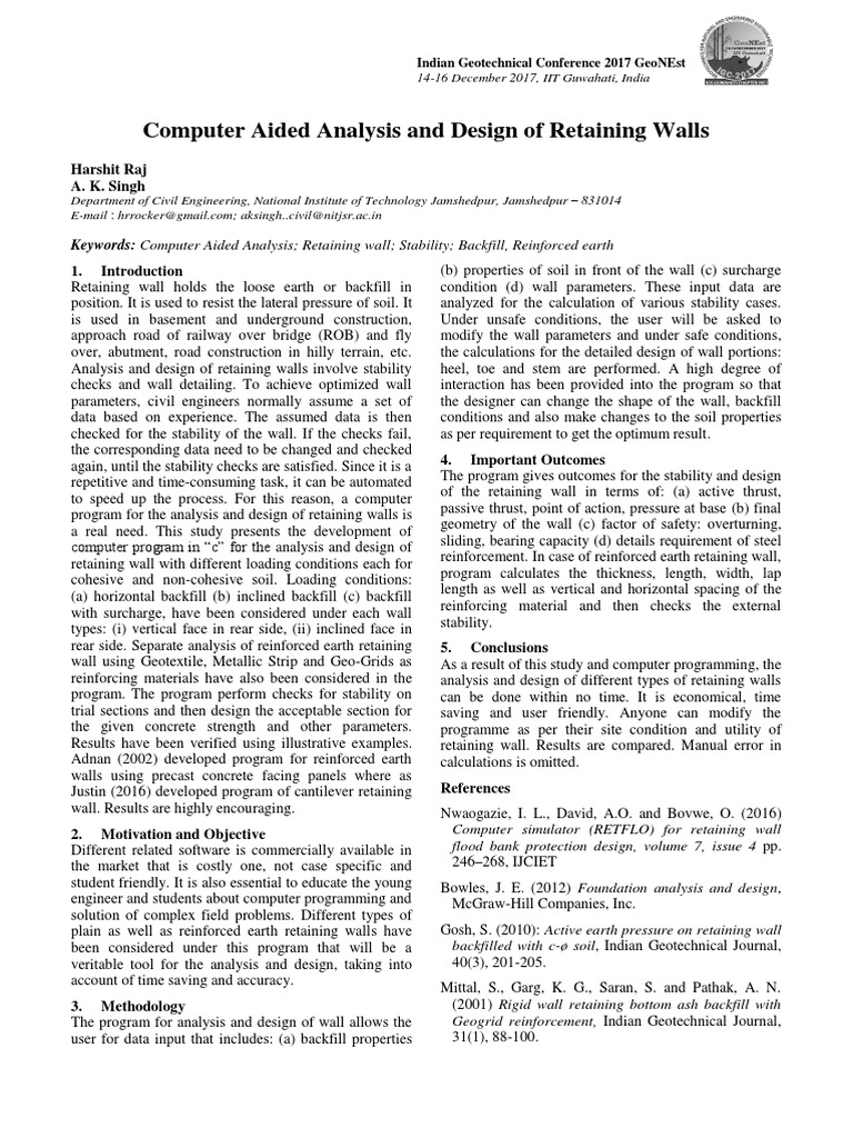 Computer-Aided Retaining Wall Design | PDF | Engineering | Civil ...
