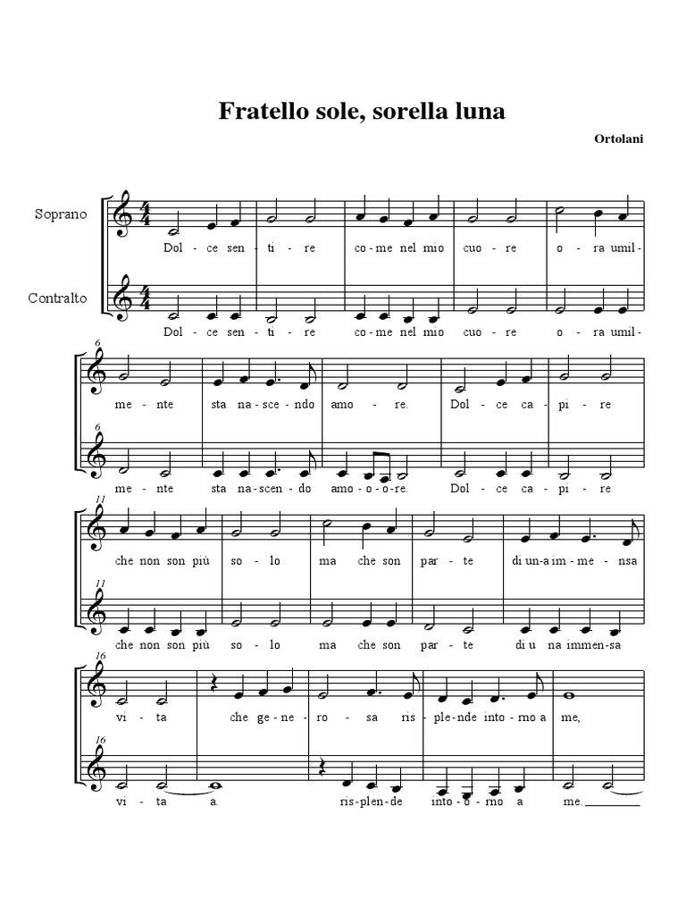 Fratello Sole Sorella Luna Spartito Pianoforte Pdf