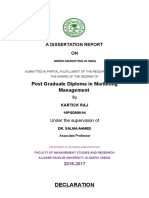 Post Graduate Diploma in Marketing Management: A Dissertation Report ON