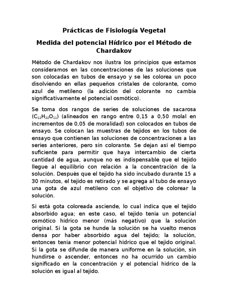 Método Chardakov para Potencial Hídrico | PDF | Agua | Ciencias fisicas