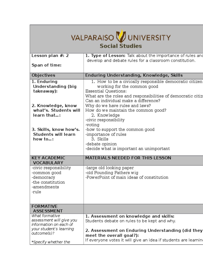 lesson plan 2 | Lesson Plan | Common Good
