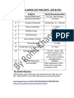 Mechanical Book List For Gate Ese & Psu PDF