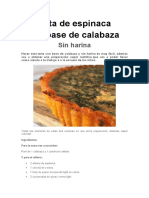 Tarta de Espinaca Con Base de Calabaza