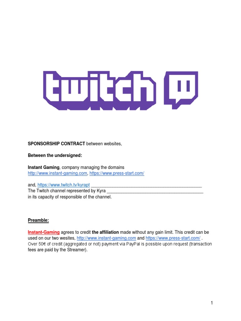 ENLIVETwitchContract - Signed | PDF | Lease | Twitter