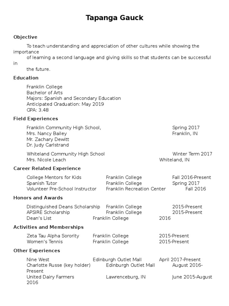 Education Resume PDF