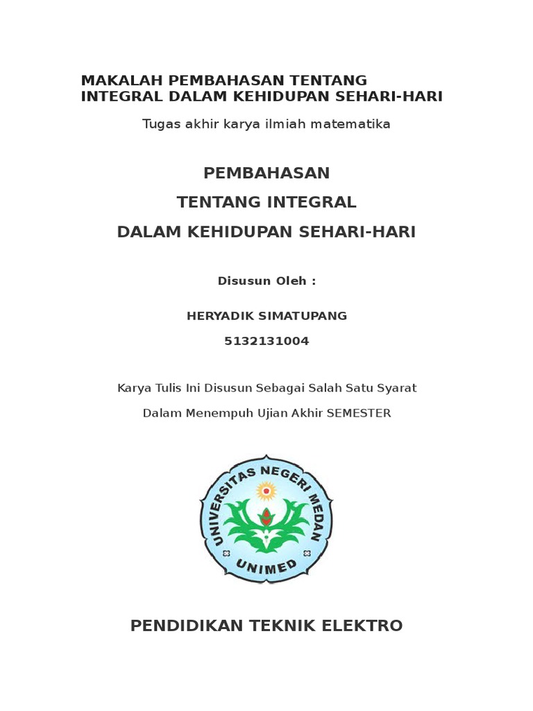 Makalah Pembahasan Tentang Integral Dalam Kehidupan