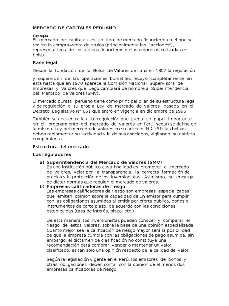 Mercado de Capitales Peruano | Descargar gratis PDF | Bolsa | Bolsa de ...