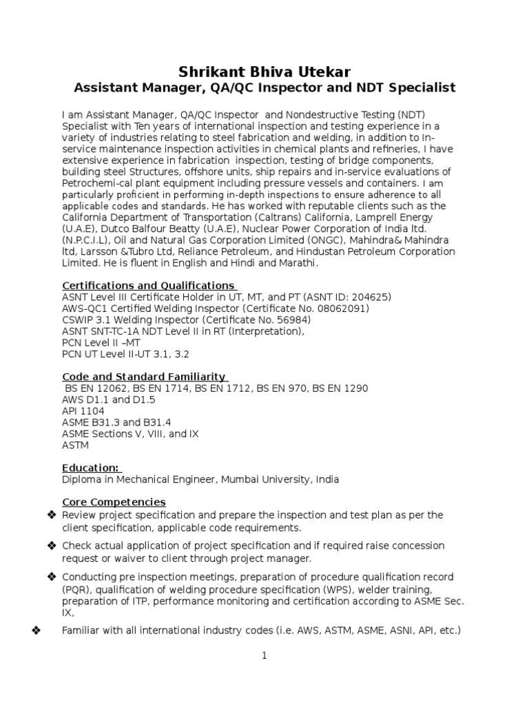 Asnt Level Iii Aws Cwi Cswip Pcn Nondestructive Testing Production And Manufacturing