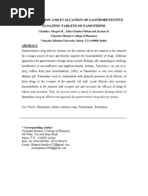 Floating Tablets of Famotidine  PDF  Tablet (Pharmacy 