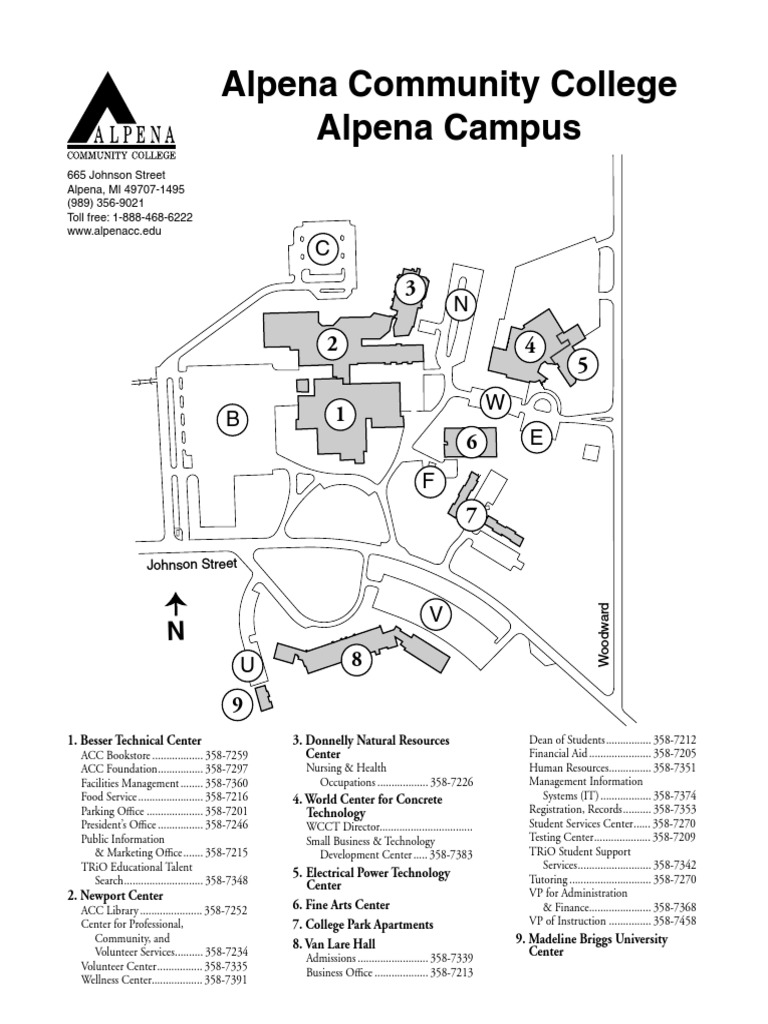 Alpena Community College Campus Map An Overview of Buildings and Facilities PDF Science
