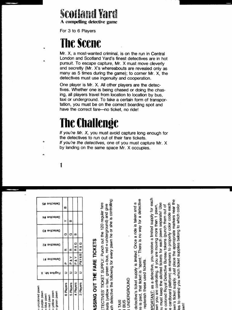 Scotland Yard Boardgame Rules PDF PDF