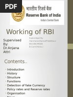 Working of RBI: Supervised By: DR - Anjana Attri