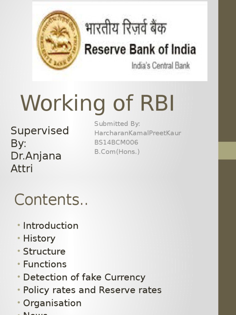 Overview of RBI Functions and Structure | PDF | Reserve Bank Of India ...
