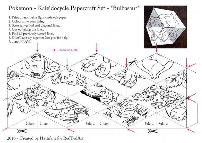 Kaleidocycle Pokemon Bulbasaur A4.Compressed