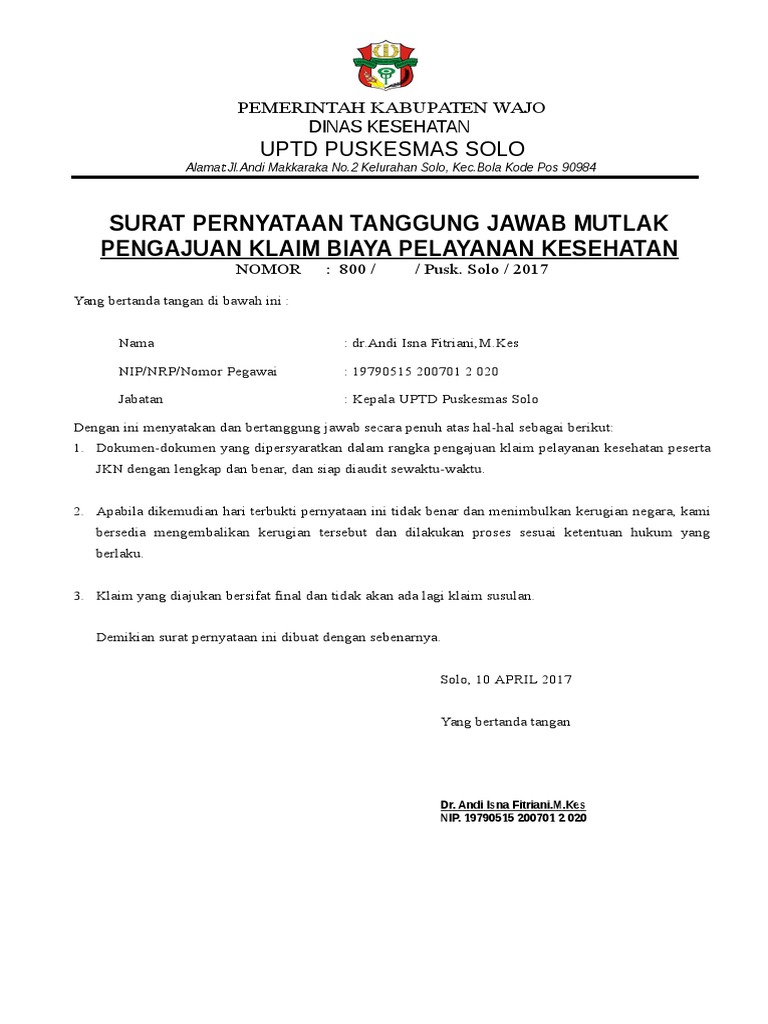 Surat Pernyataan BPJS  PDF