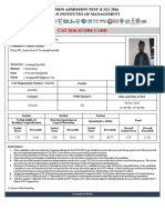 Cat 2016 Score Card: Common Admission Test (Cat) 2016 Indian Institutes of Management
