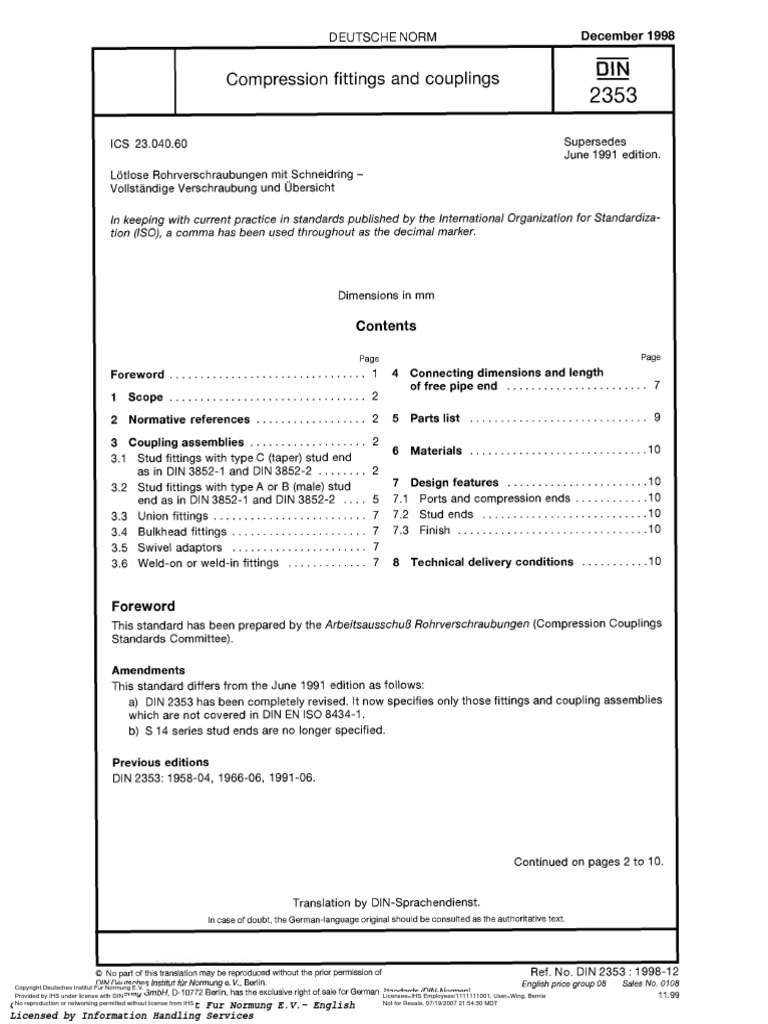 Din 2353 Eg | PDF | Pipe (Fluid Conveyance) | Home Appliance