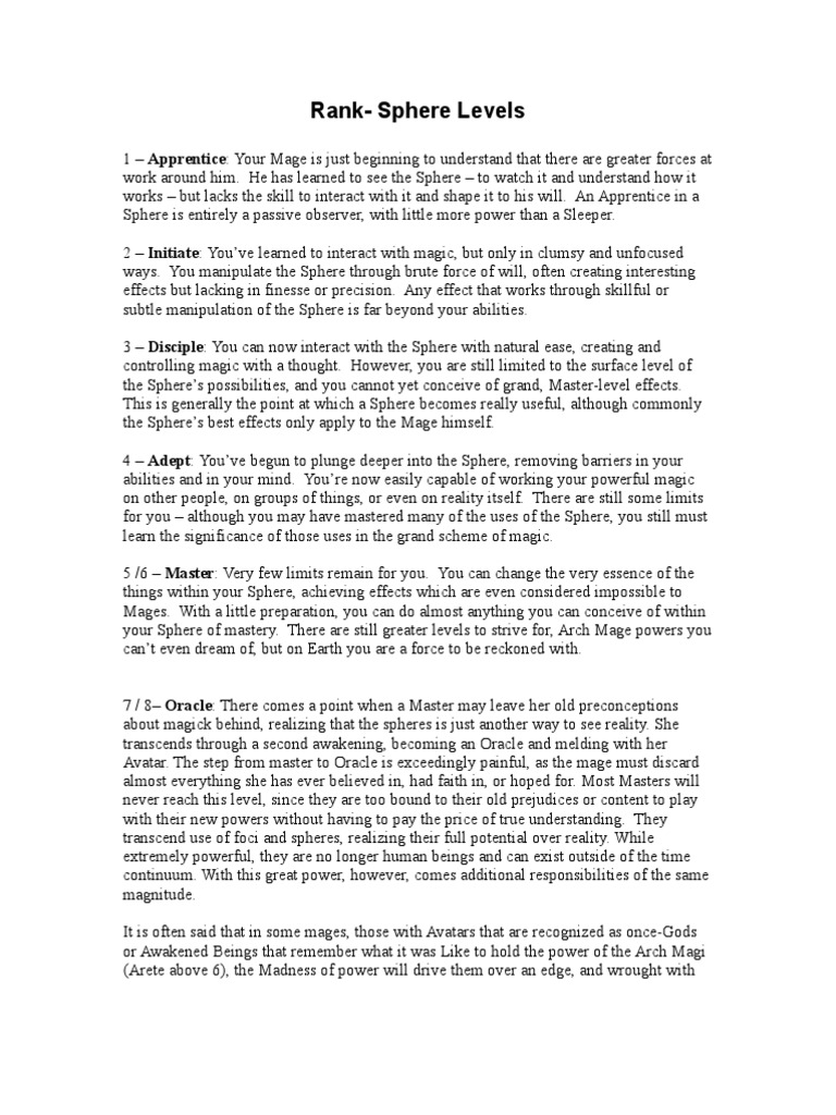 Ranks in Mage: The Ascension | PDF