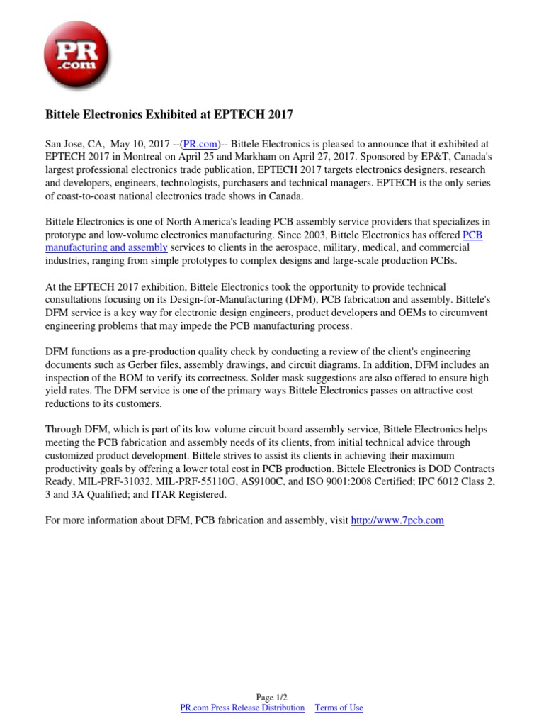 Bittele Electronics Exhibited at EPTECH 2017 PDF