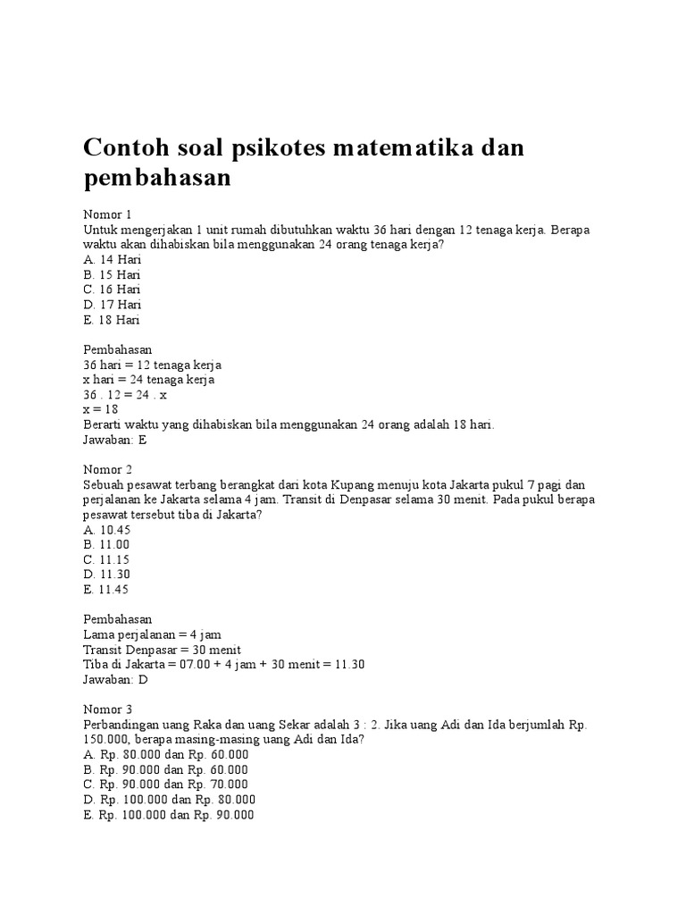 Contoh Soal Psikotes Bahasa Inggris Dan Pembahasannya - Galeri Belajar