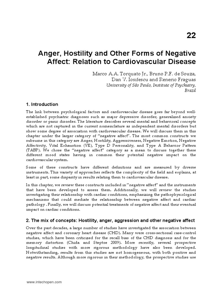 Negative Affect and Heart Disease Links | PDF | Major Depressive ...