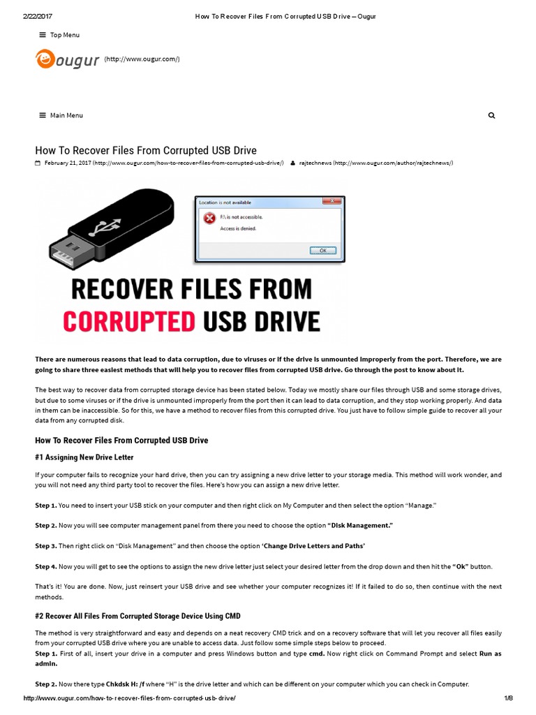 How to Recover Files From Corrupted USB Drive Ougur