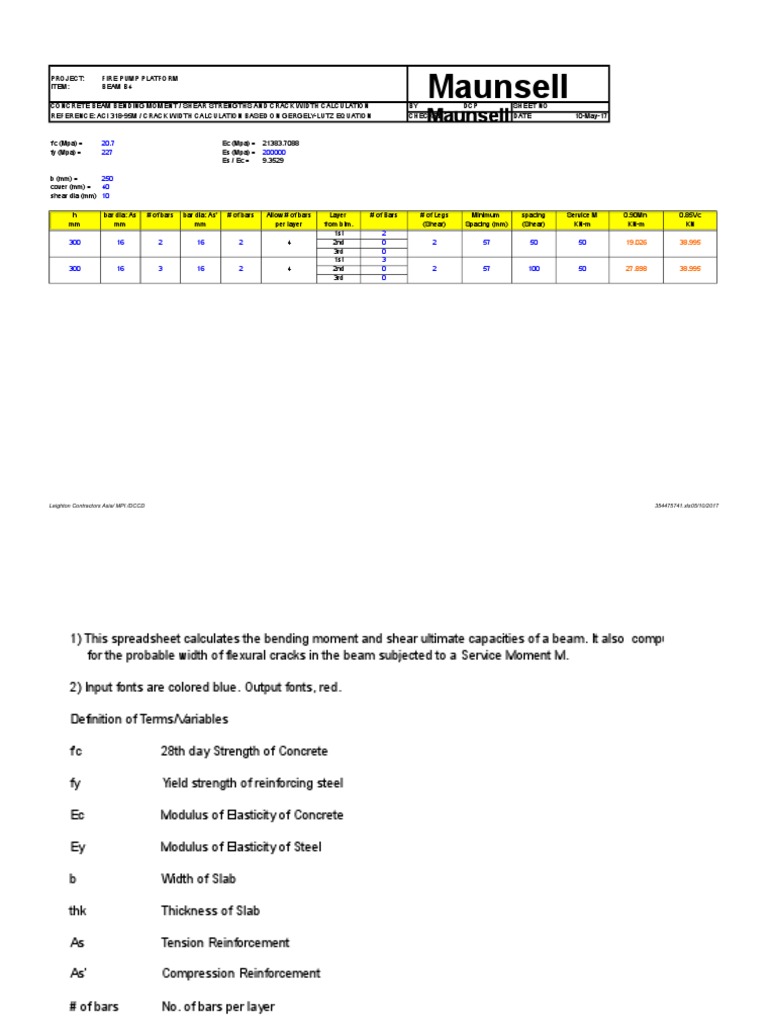 Beam Design & Crack Calculation | PDF | Bending | Strength Of Materials