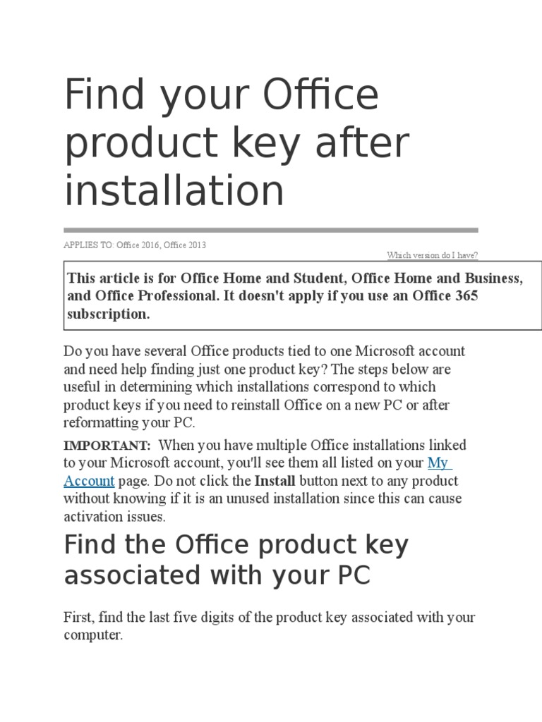 Reinstall office 2013 pro with product key