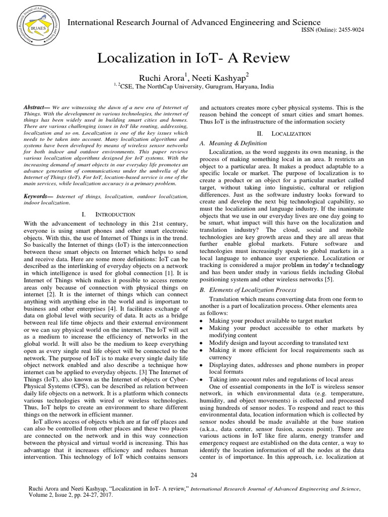 IoT Localization: A Comprehensive Review | PDF | Internet Of Things ...