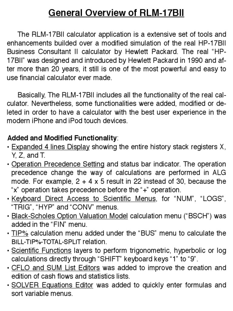 00 Intro Hp 17 Bii Plus Pdf Calculator Teaching Mathematics