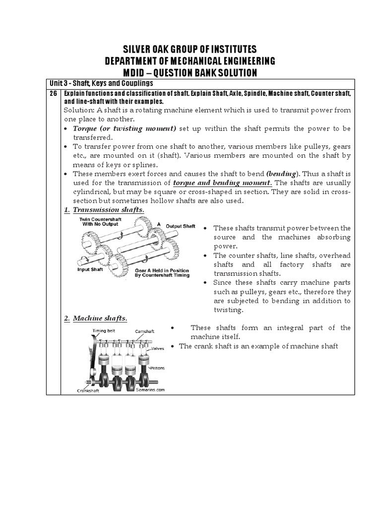 Shaft Keys Couplings Extra Lecture PDF PDF Axle Belt (Mechanical)
