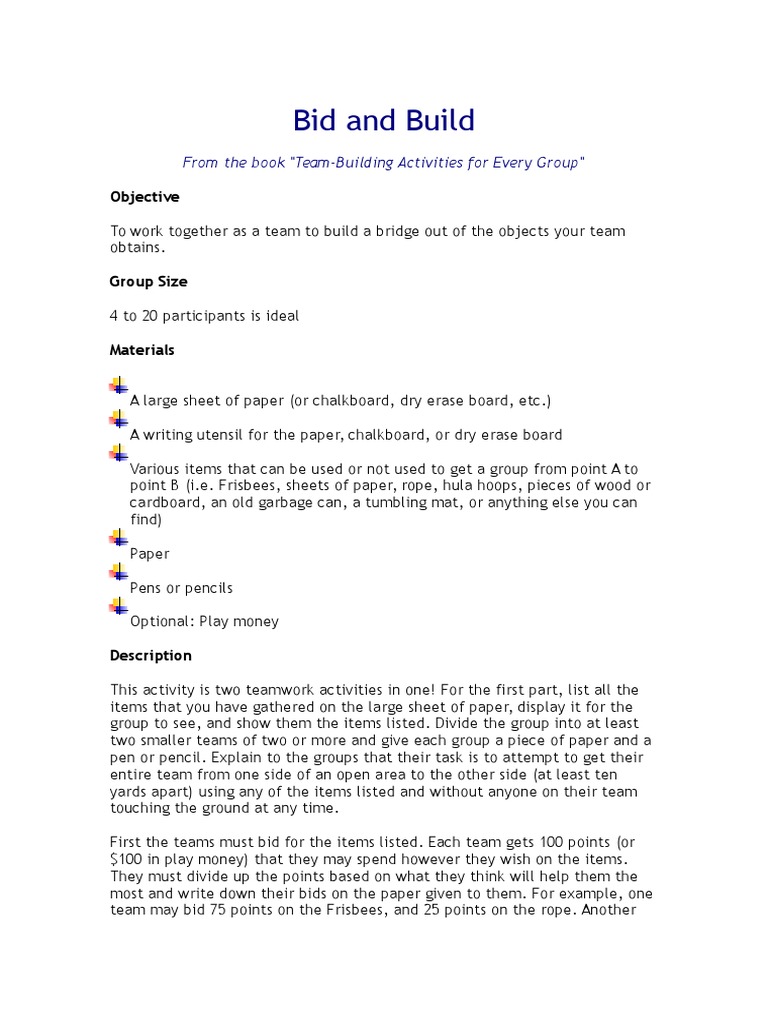 Team Building Games PDF Leisure