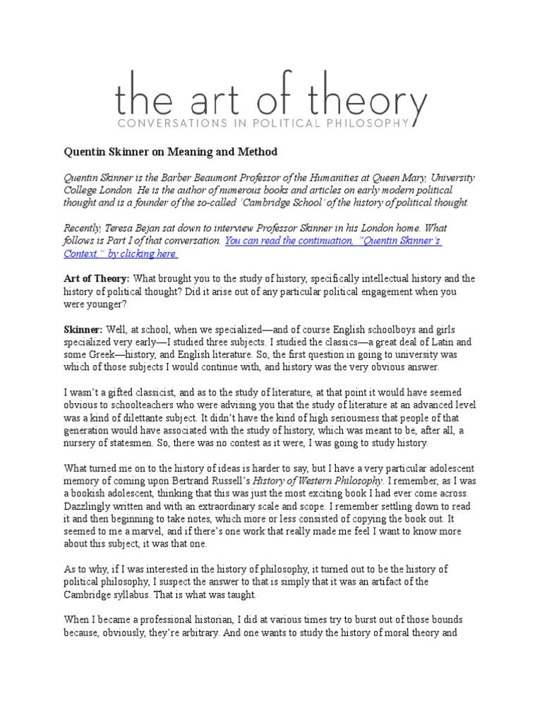 Quentin Skinner On Meaning and Method PDF Leviathan (Book) Liberty