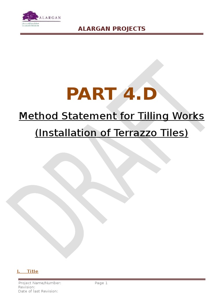 Terrazzo Tile Installation Method Statement | PDF | Tile | Personal ...