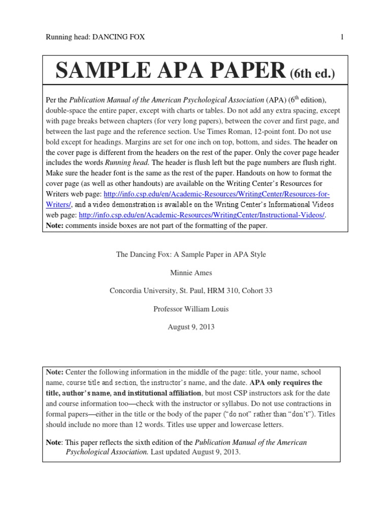 how do you write an apa 6th edition research paper