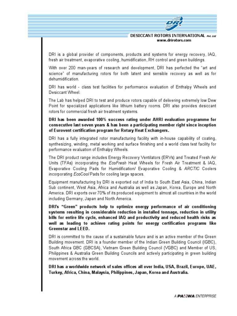 Desiccant Rotors International Pvt. LTD PDF Green Building Air