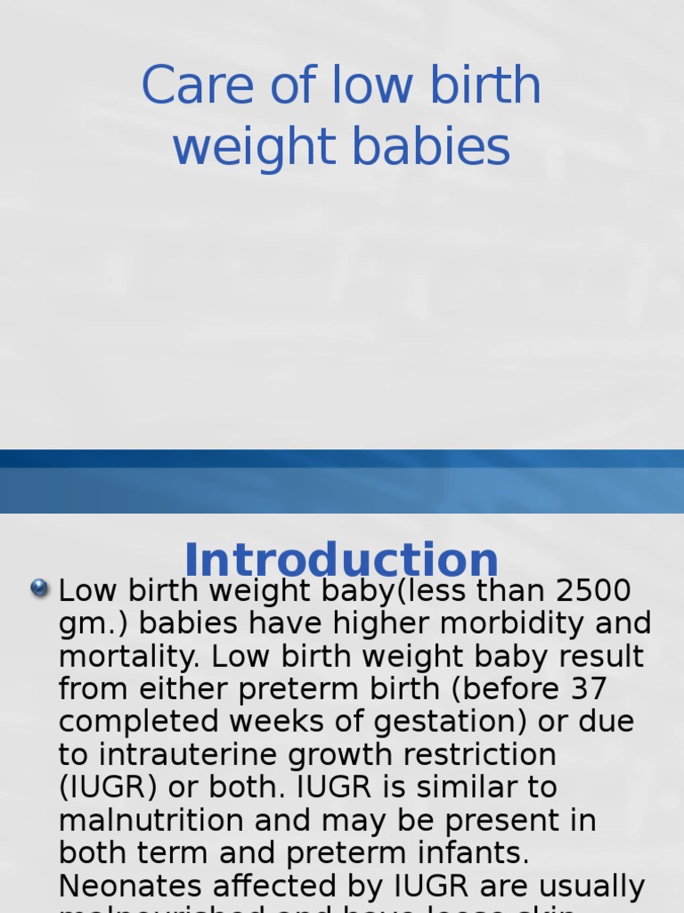 Care for Low Birth Weight Babies | PDF | Low Birth Weight | Preterm Birth