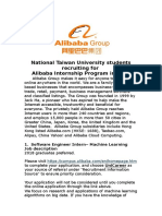 National Taiwan University Students Recruiting For Alibaba Internship Program in 2017