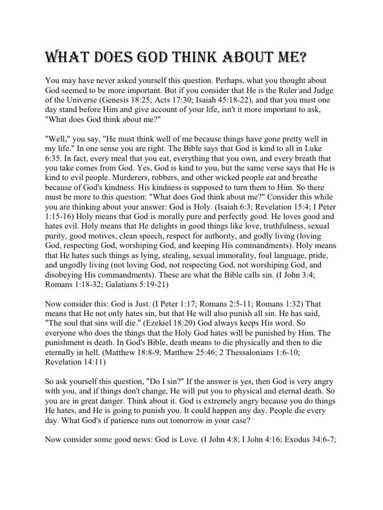 What Does God Think About Me Sin