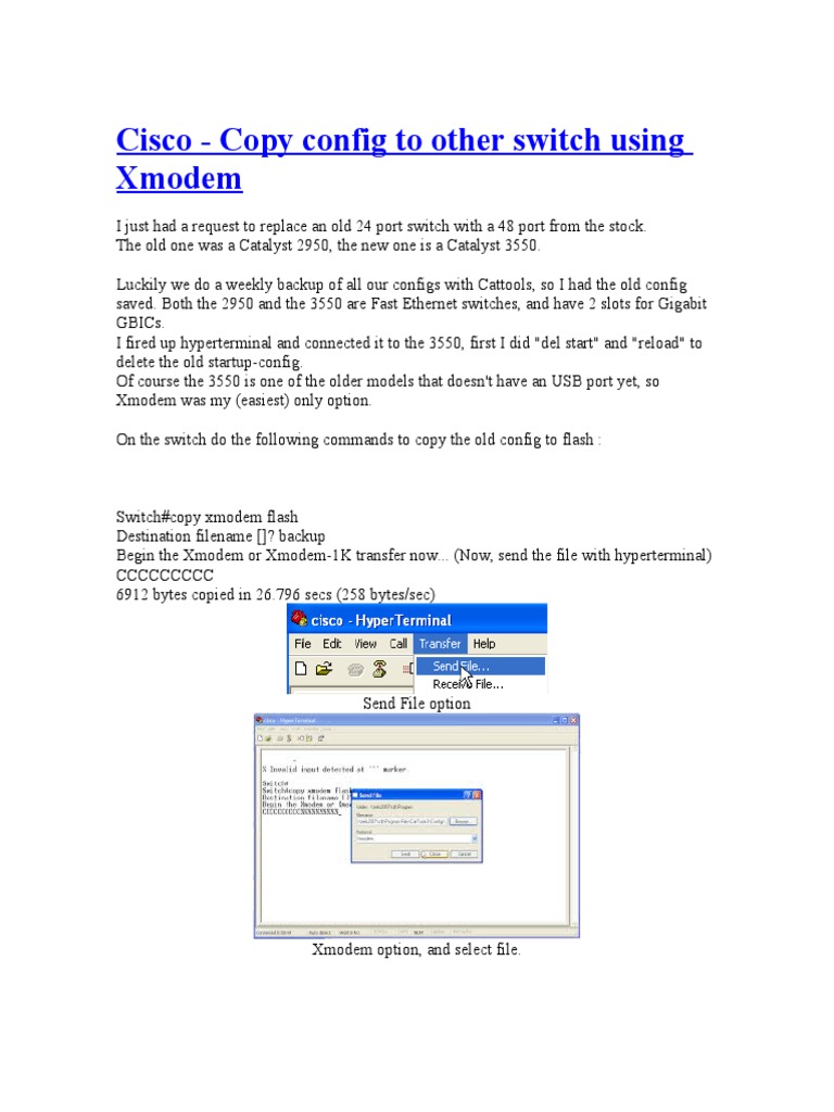 Copy Config To Other Switch Using Xmodem | PDF | Network Switch | Booting