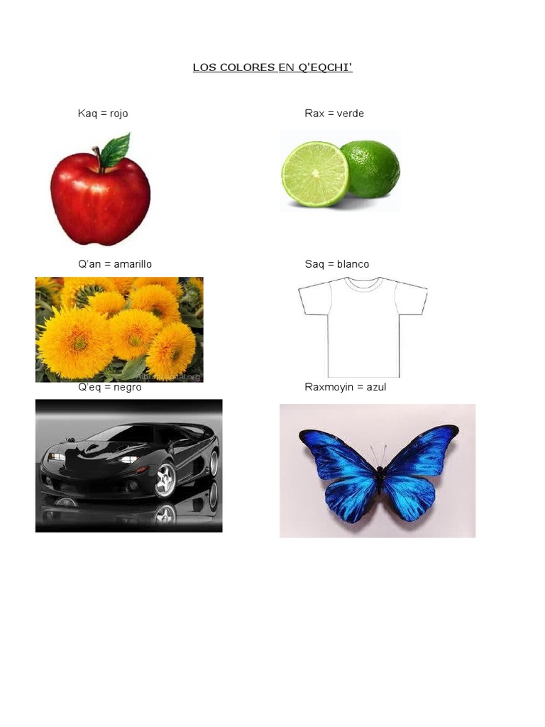 Colores en Q'eqchi' y Español | PDF | Cocina, comidas y vino