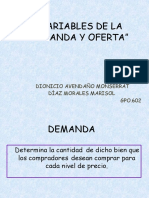 Variables de Demanda y Oferta