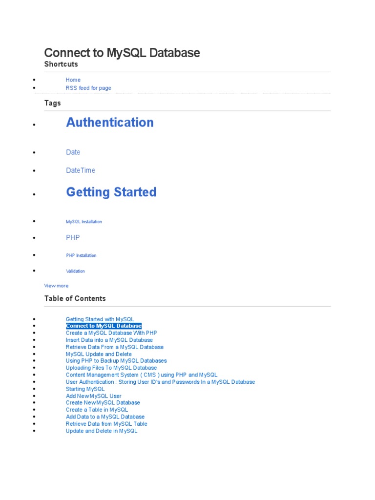 Connect To MySQL Database | PDF | Php | Apache Http Server
